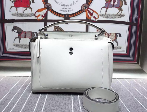 Fendi Dotcom Milk White Leather Handbag With Black Clutch for Sale