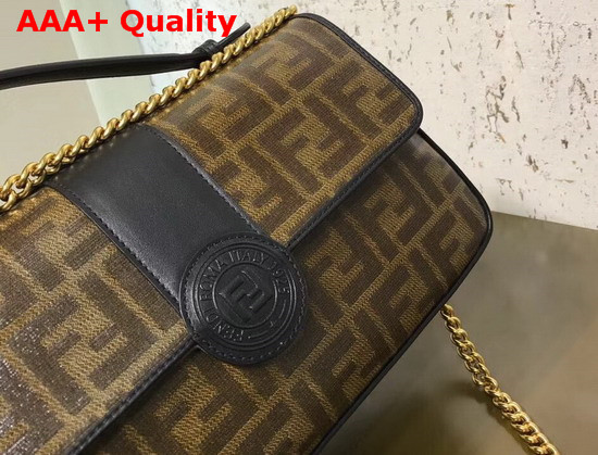 Fendi Double F Black Leather and Glazed Fabric Replica