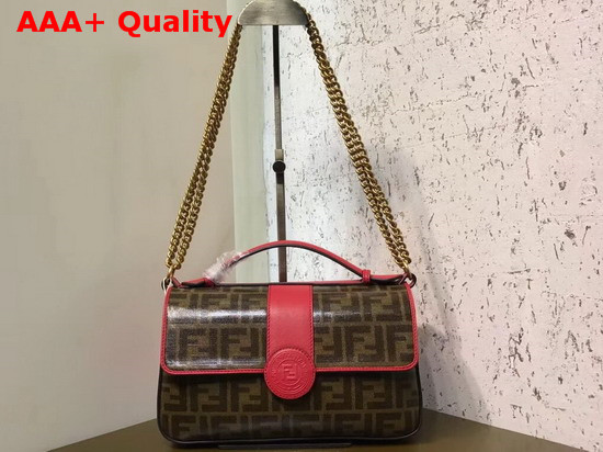 Fendi Double F Red Leather and Glazed Fabric Replica