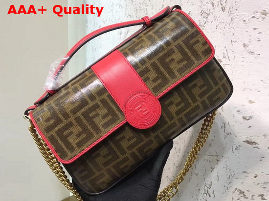 Fendi Double F Red Leather and Glazed Fabric Replica