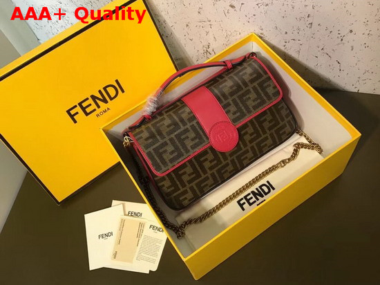 Fendi Double F Red Leather and Glazed Fabric Replica