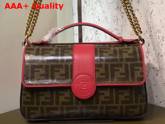 Fendi Double F Red Leather and Glazed Fabric Replica