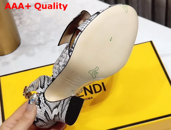 Fendi FFreedom Slingback Sandals with Wide Band Decorated with Maxi Bow in Grey Snake Print Calf Leather Replica