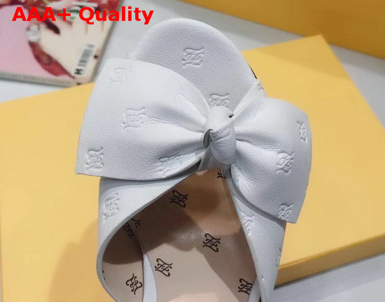 Fendi FFreedom Slingback Sandals with Wide Band Decorated with Maxi Bow in White Calf Leather Replica