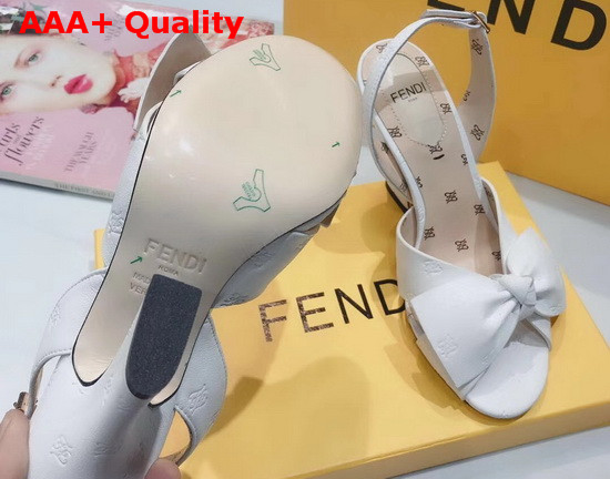 Fendi FFreedom Slingback Sandals with Wide Band Decorated with Maxi Bow in White Calf Leather Replica