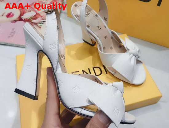 Fendi FFreedom Slingback Sandals with Wide Band Decorated with Maxi Bow in White Calf Leather Replica