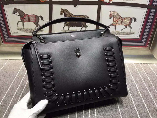 Fendi Fashion Show Dotcom Black Leather Handbag with Blue Clutch Bag for Sale