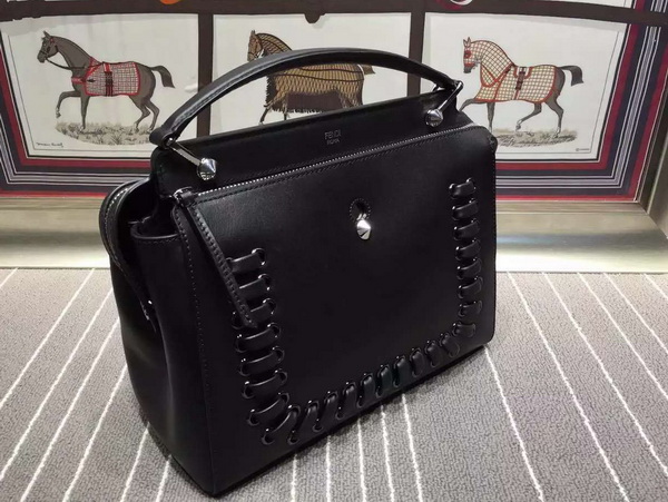 Fendi Fashion Show Dotcom Black Leather Handbag with Blue Clutch Bag for Sale