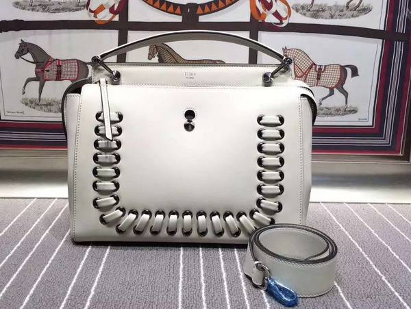 Fendi Fashion Show Dotcom White Leather Handbag with Orange Clutch Bag for Sale