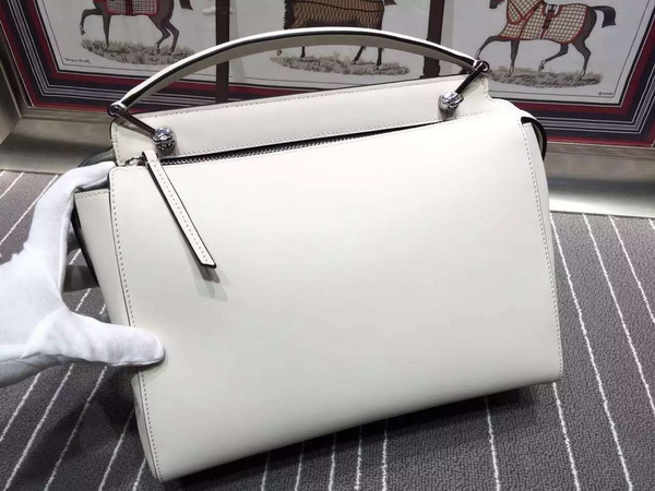 Fendi Fashion Show Dotcom White Leather Handbag with Orange Clutch Bag for Sale