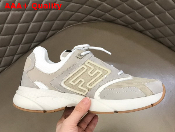 Fendi Faster Trainers Beige Nubuck Leather Low Tops Replica