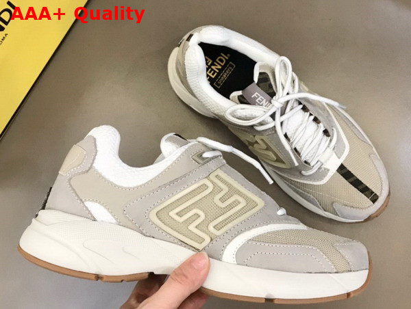 Fendi Faster Trainers Beige Nubuck Leather Low Tops Replica