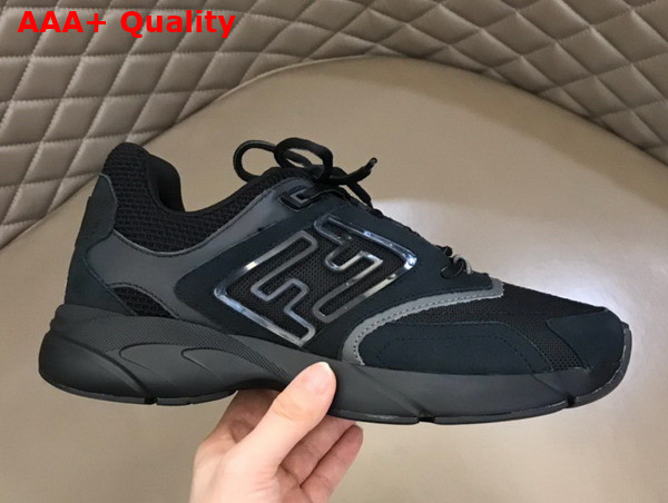 Fendi Faster Trainers Black Nubuck Leather Low Tops Replica