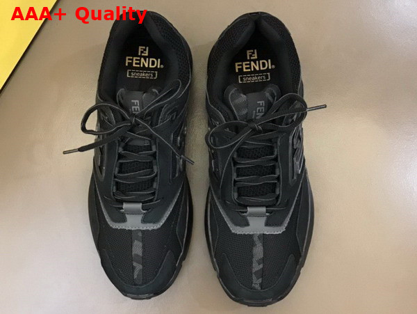 Fendi Faster Trainers Black Nubuck Leather Low Tops Replica