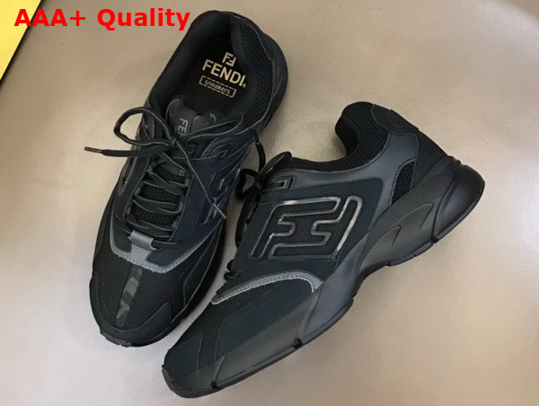 Fendi Faster Trainers Black Nubuck Leather Low Tops Replica