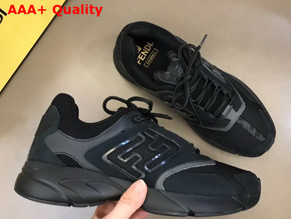 Fendi Faster Trainers Black Nubuck Leather Low Tops Replica