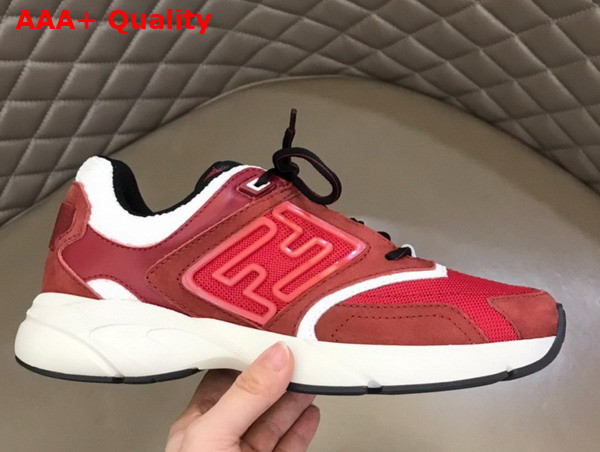 Fendi Faster Trainers Burgundy Nubuck Leather Low Tops Replica