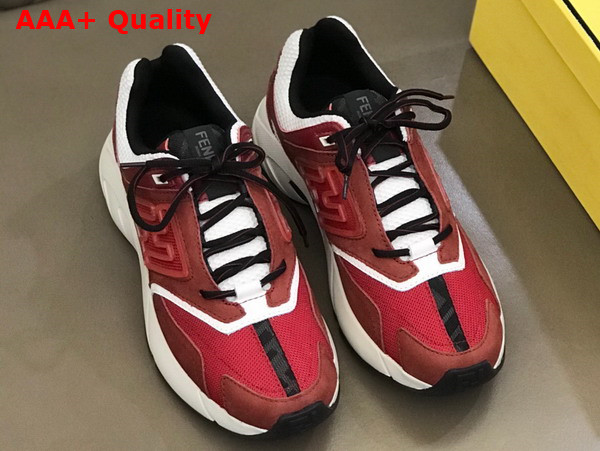 Fendi Faster Trainers Burgundy Nubuck Leather Low Tops Replica