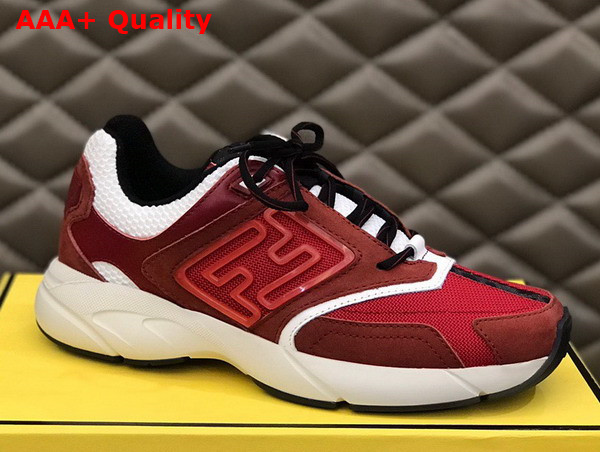 Fendi Faster Trainers Burgundy Nubuck Leather Low Tops Replica