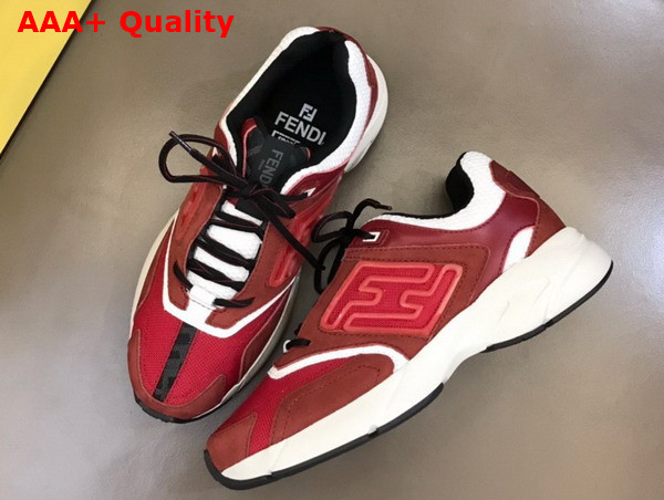 Fendi Faster Trainers Burgundy Nubuck Leather Low Tops Replica