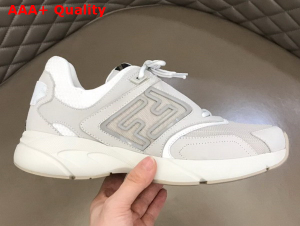 Fendi Faster Trainers White Nubuck Leather Low Tops Replica