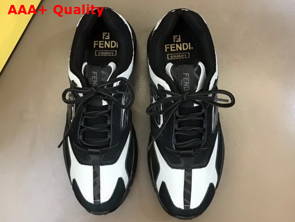 Fendi Faster Trainers White and Black Leather Replica