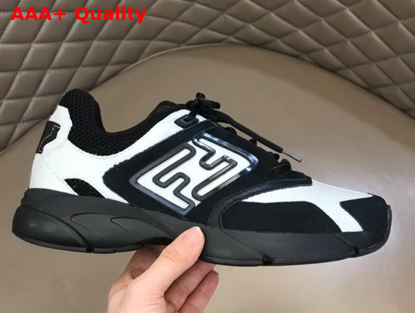 Fendi Faster Trainers White and Black Leather Replica