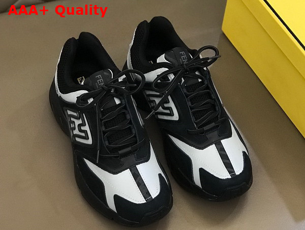 Fendi Faster Trainers White and Black Leather Replica