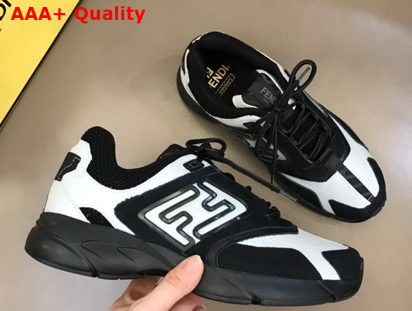 Fendi Faster Trainers White and Black Leather Replica