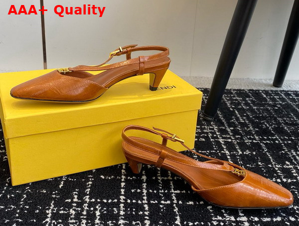 Fendi Ffold Beige Eel Leather Low Heeled Slingbacks Replica