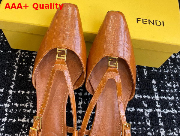 Fendi Ffold Beige Eel Leather Low Heeled Slingbacks Replica