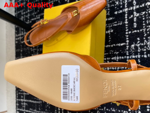 Fendi Ffold Beige Eel Leather Low Heeled Slingbacks Replica