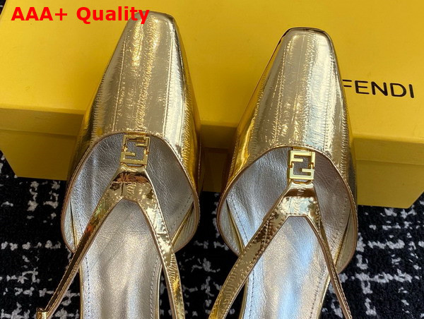 Fendi Ffold Gold Eel Leather Low Heeled Slingbacks Replica