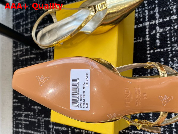 Fendi Ffold Gold Eel Leather Low Heeled Slingbacks Replica