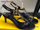 Fendi Ffold Medium Heeled Sandals in Black Leather Replica