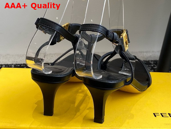 Fendi Ffold Medium Heeled Sandals in Black Leather Replica