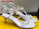 Fendi Ffold Medium Heeled Sandals in White Leather Replica