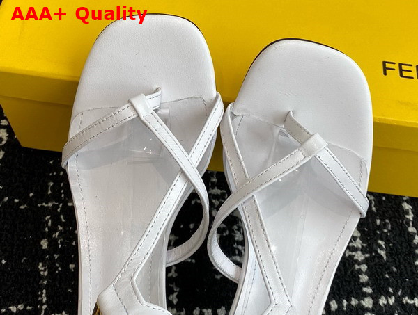 Fendi Ffold Medium Heeled Sandals in White Leather Replica