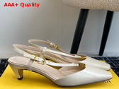 Fendi Ffold White Eel Leather Low Heeled Slingbacks Replica