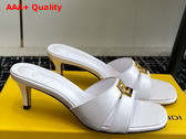 Fendi Ffold White Leather Medium Heeled Sandals Replica