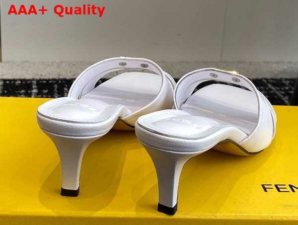 Fendi Ffold White Leather Medium Heeled Sandals Replica