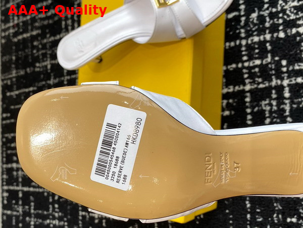 Fendi Ffold White Leather Medium Heeled Sandals Replica