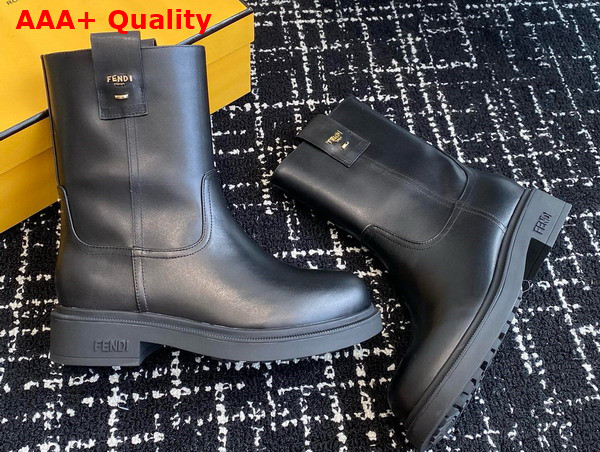 Fendi Filo Black Leather Ankle Boots Replica