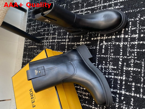 Fendi Filo Black Leather Ankle Boots Replica