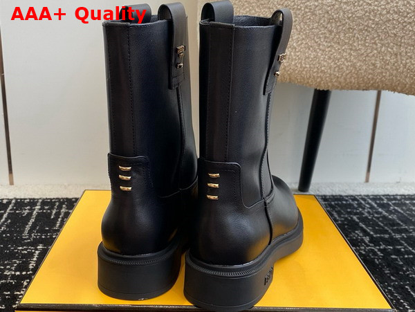 Fendi Filo Black Leather Ankle Boots Replica