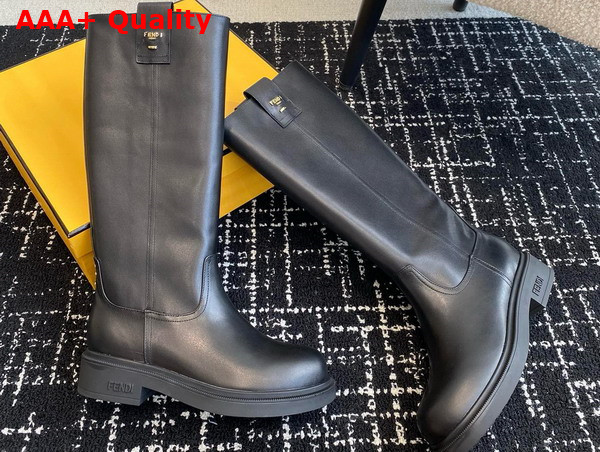 Fendi Filo Black Leather Boots Replica