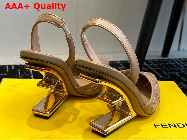 Fendi First Beige Interlaced Leather High Heeled Slingbacks Replica