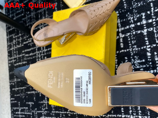 Fendi First Beige Interlaced Leather High Heeled Slingbacks Replica