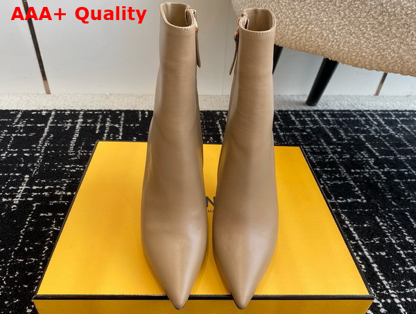 Fendi First High Heeled Ankle Boots in Beige Leather Replica