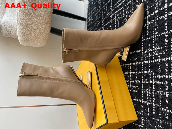 Fendi First High Heeled Ankle Boots in Beige Leather Replica